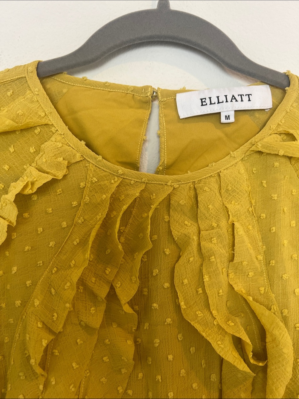 Elliatt Olive-Mustard Ruffle Peplum Blouse - Picture 3 of 5